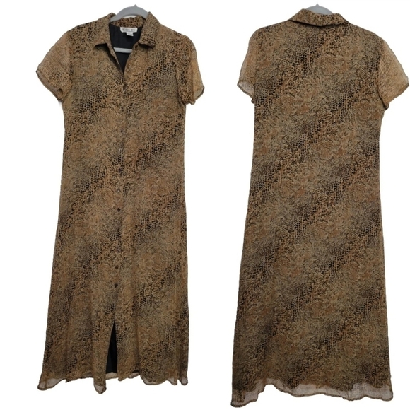 Vntg Robbie Bee Silk Animal Print Maxi Dress Size 8 - Picture 1 of 11